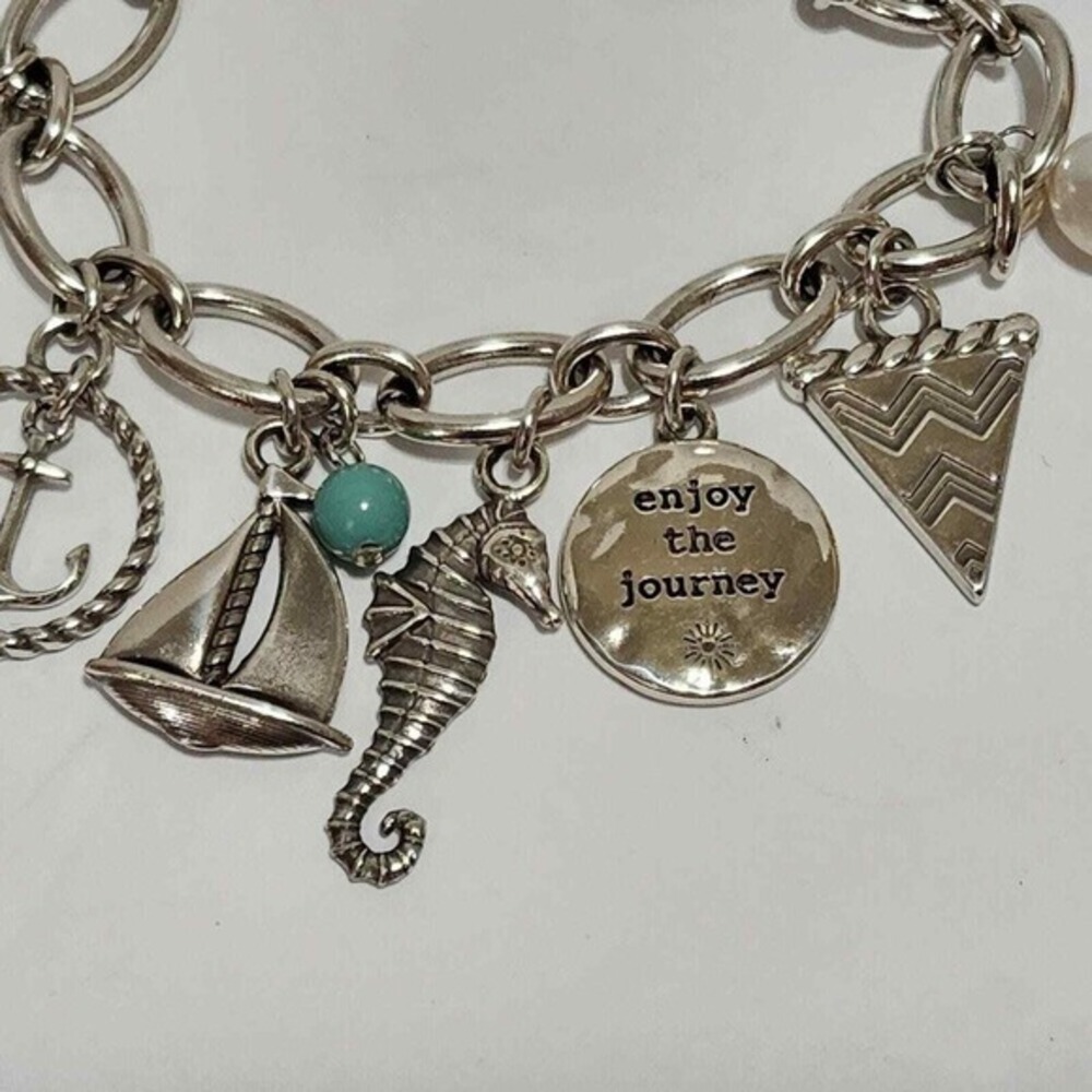 Brighton Blue Water crab, seahorse, star, sailboat, and pearl charm bracelet new - Picture 6 of 9